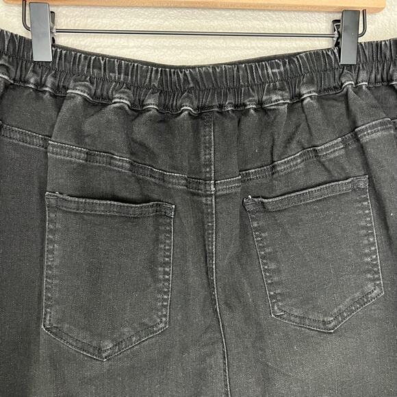 Skies Are Blue Black Denim Button Front Raw Hem Plus Size Knee Length Skirt 1X - Picture 7 of 12